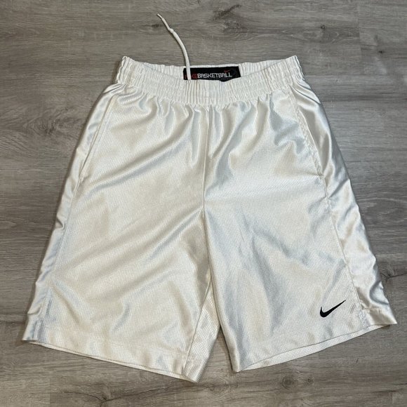 Vintage Rare Nike Basketball Dazzle Shorts Silky  Smooth White Small‎ - Picture 1 of 5